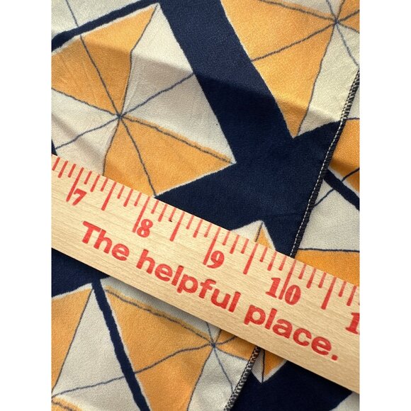 Vintage Geometric Rectangle Shawl Scarf Lightweight 36x10 Inch Orange Navy White - Picture 3 of 5